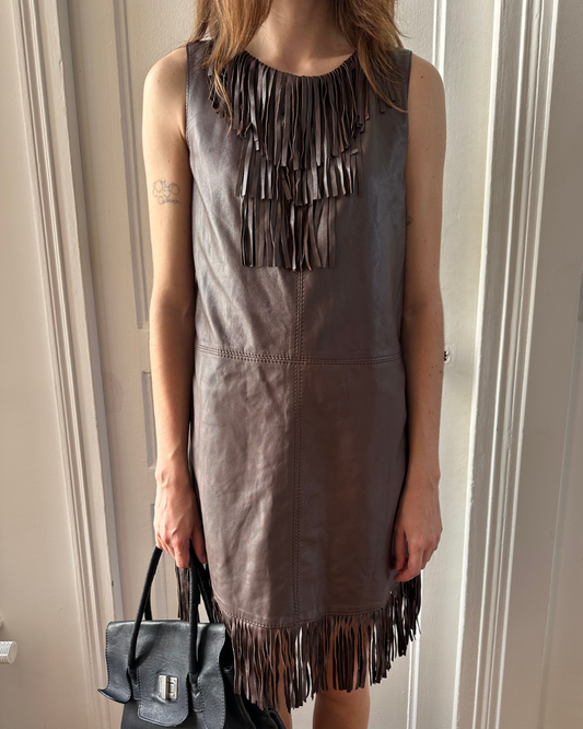 Fringed leather dress
