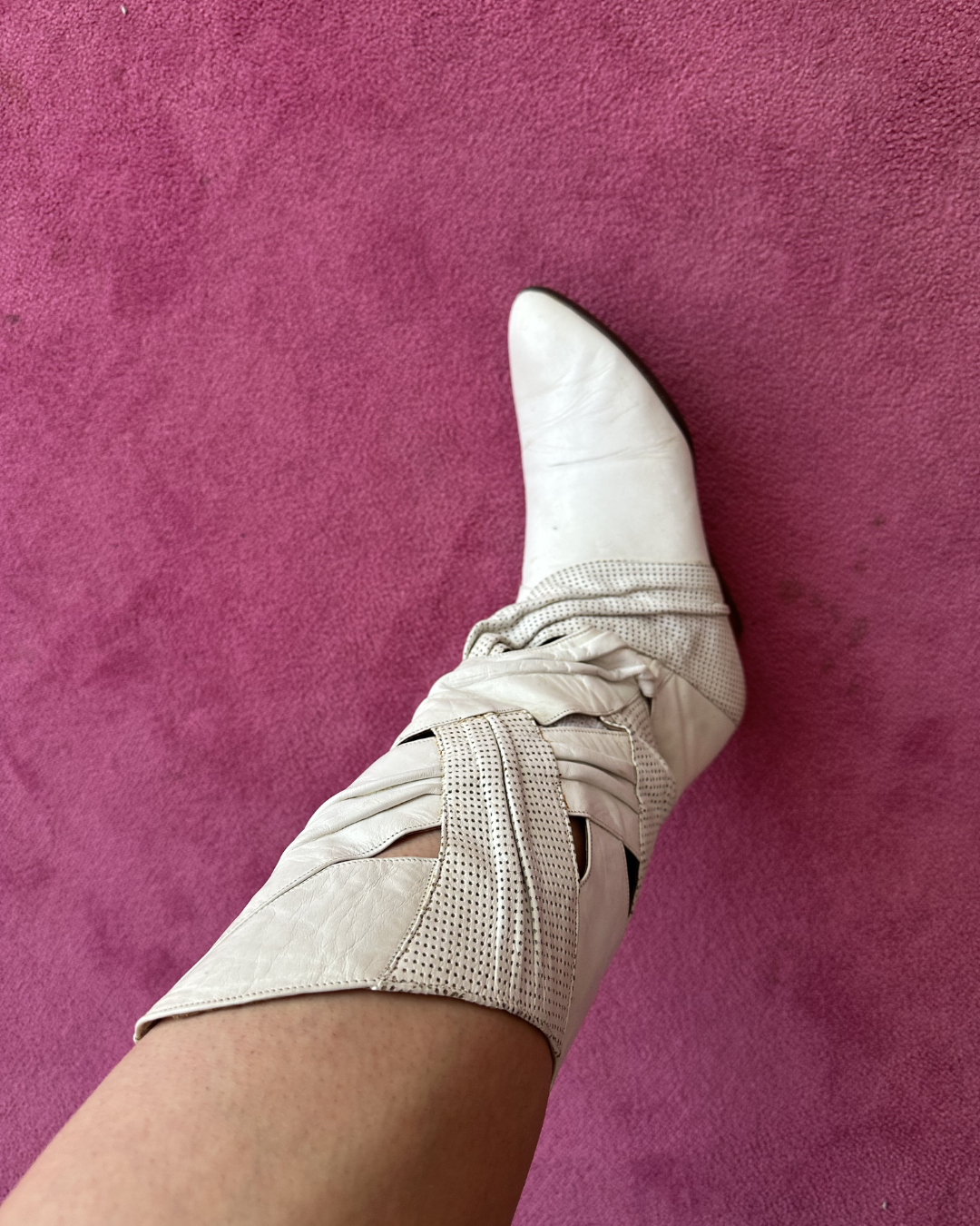 White openwork boots