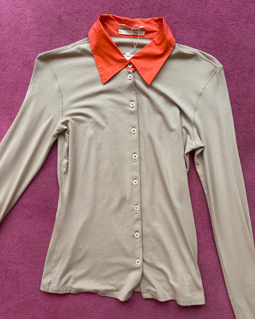 Two-tone beige and orange shirt