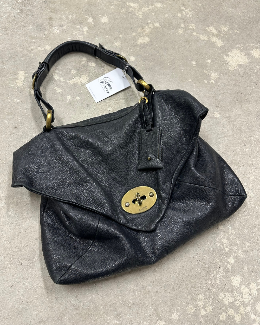 Black leather bag