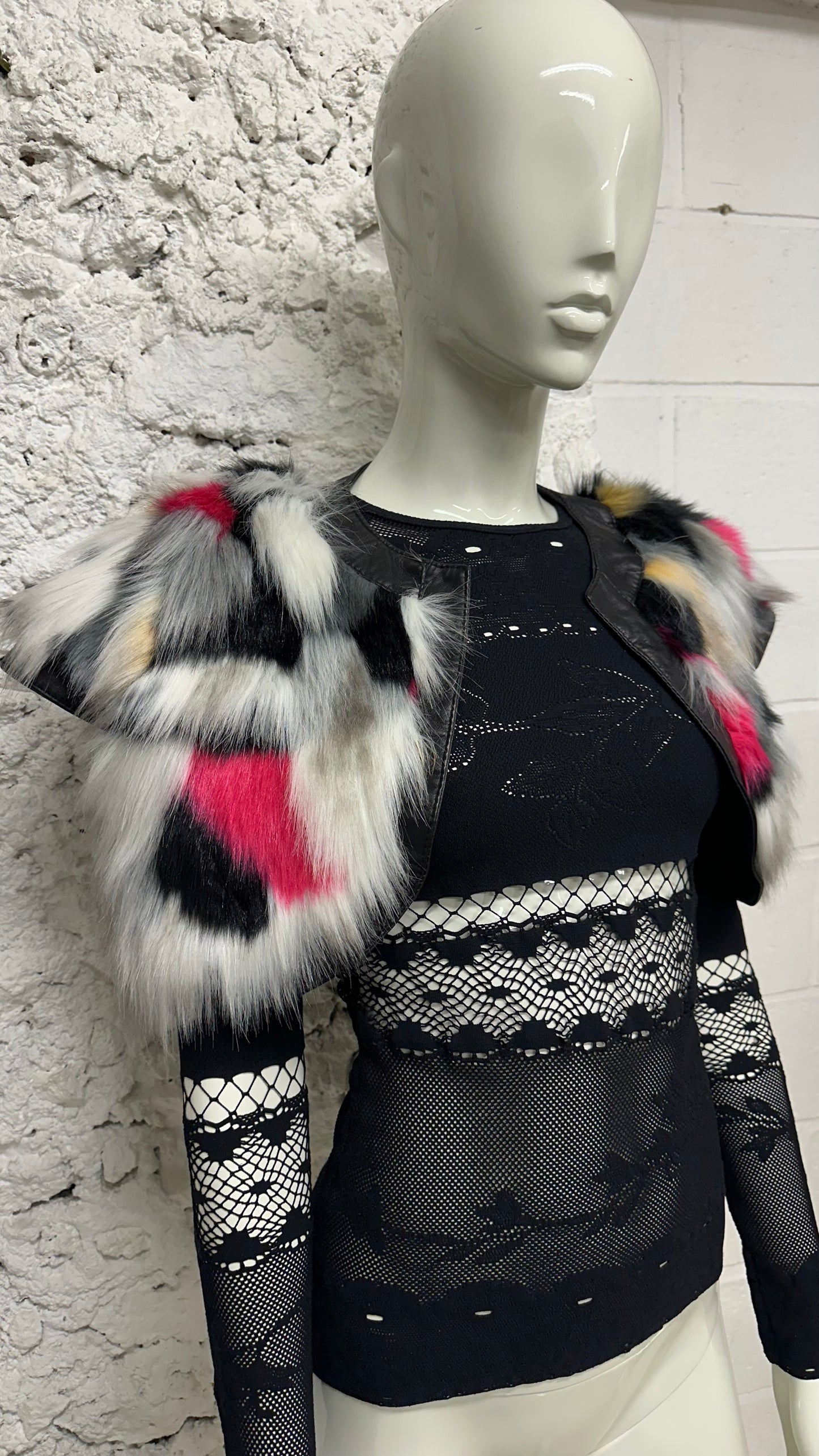 Multicolor fur sleeveless vest