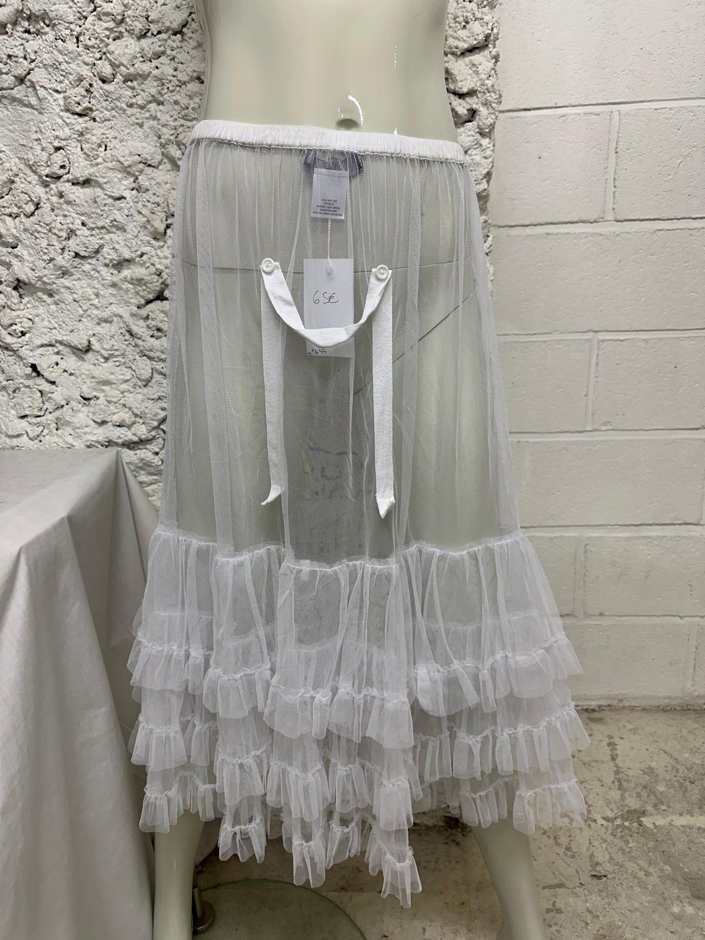 Long transparent white petticoat