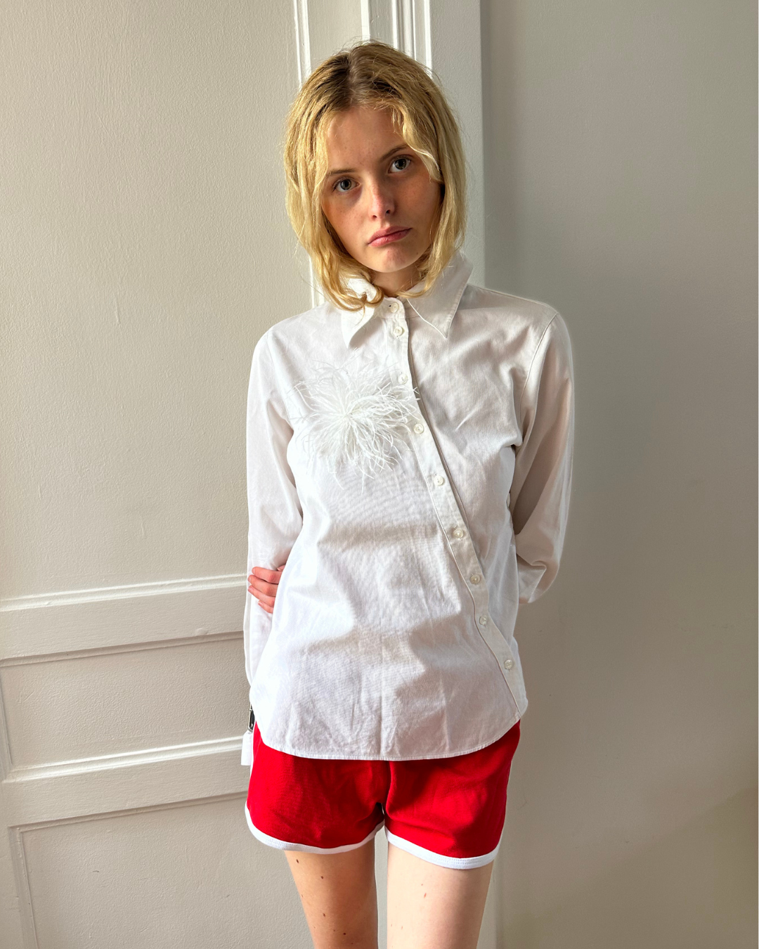 Red mini shorts