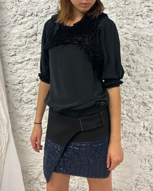 Textured black blouse