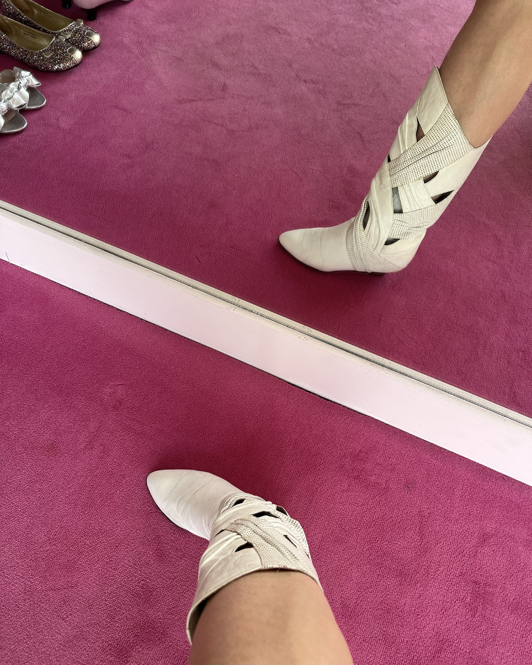White openwork boots