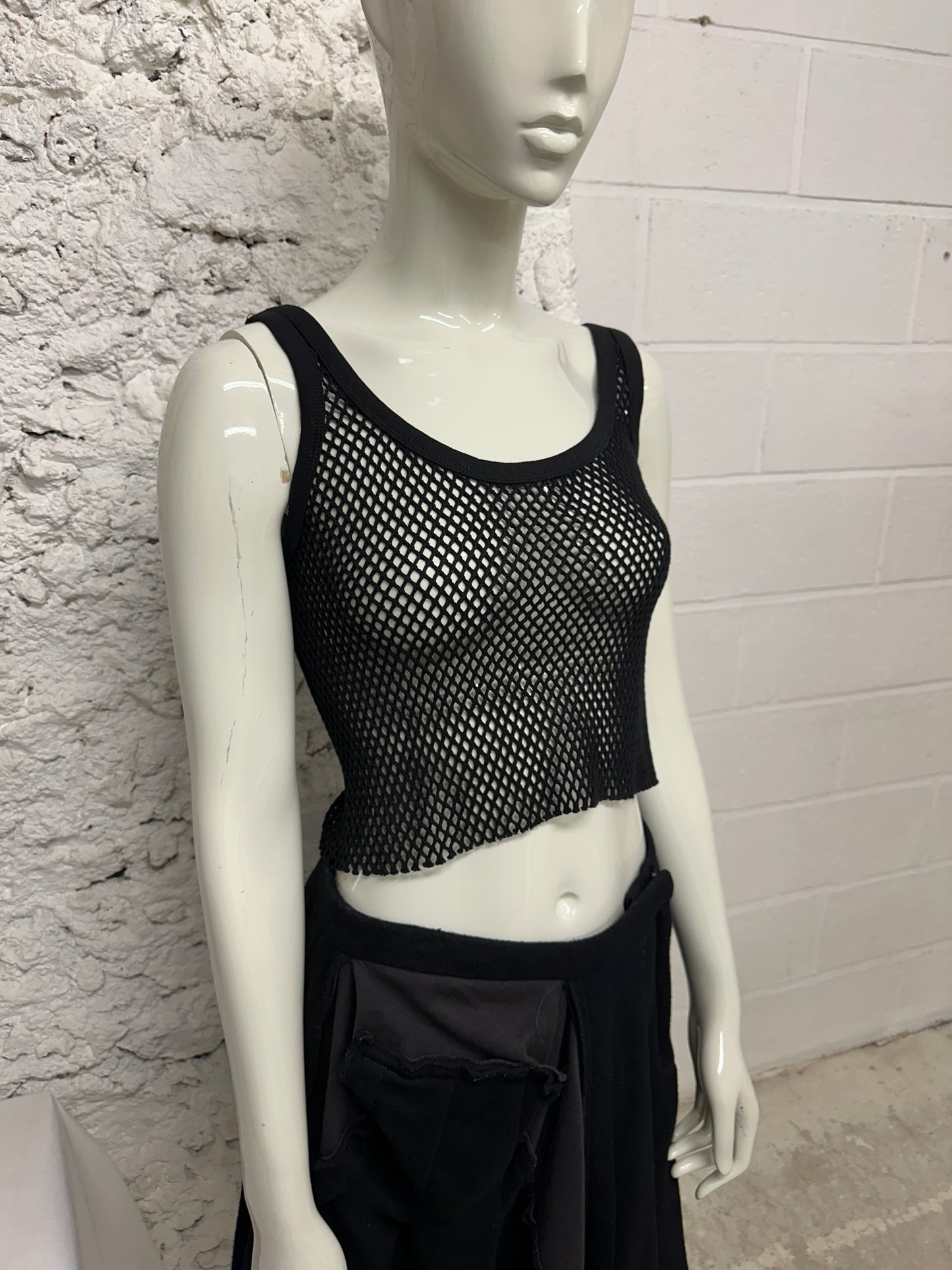 Black fishnet tank top