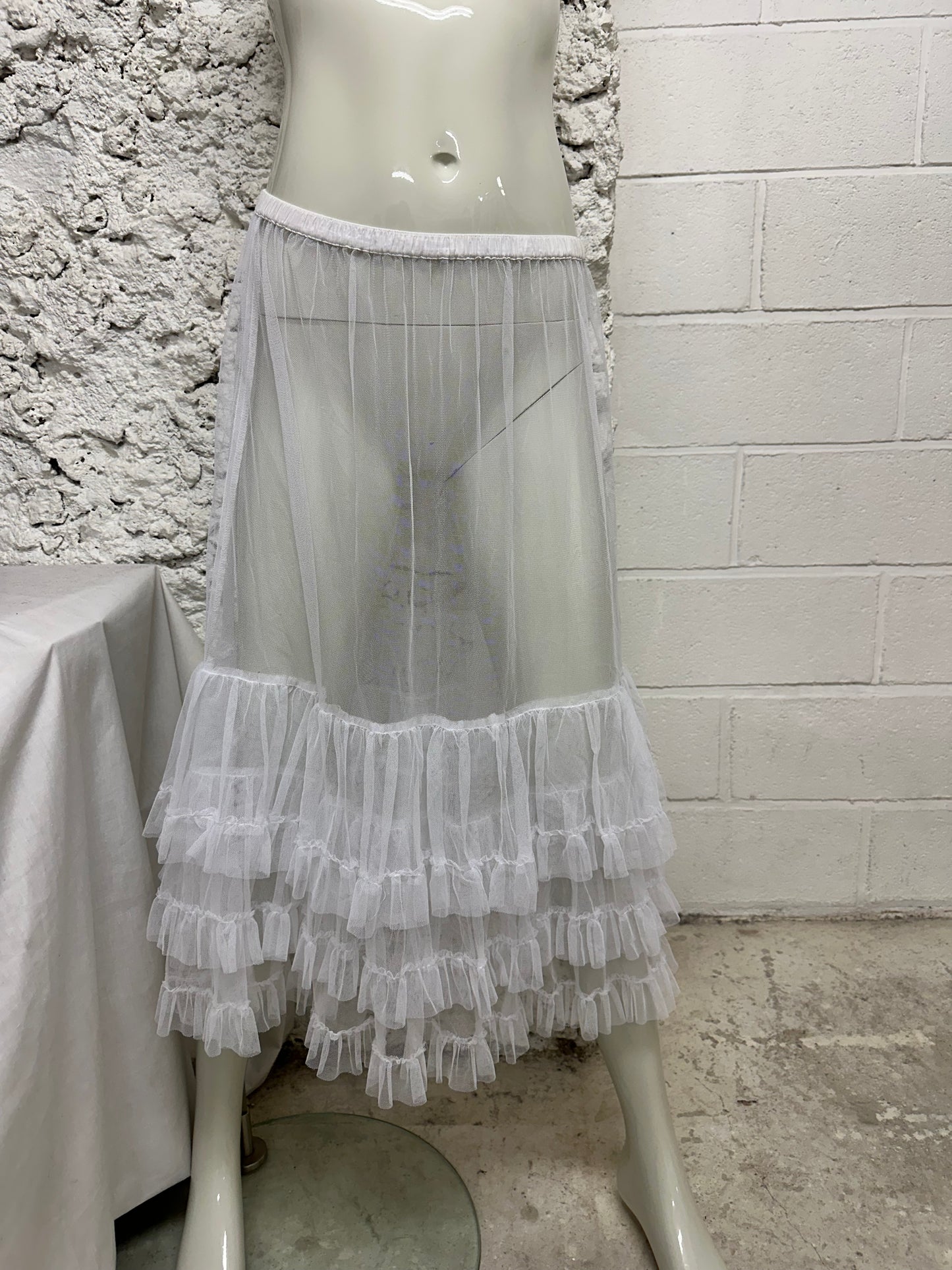 Long transparent white petticoat