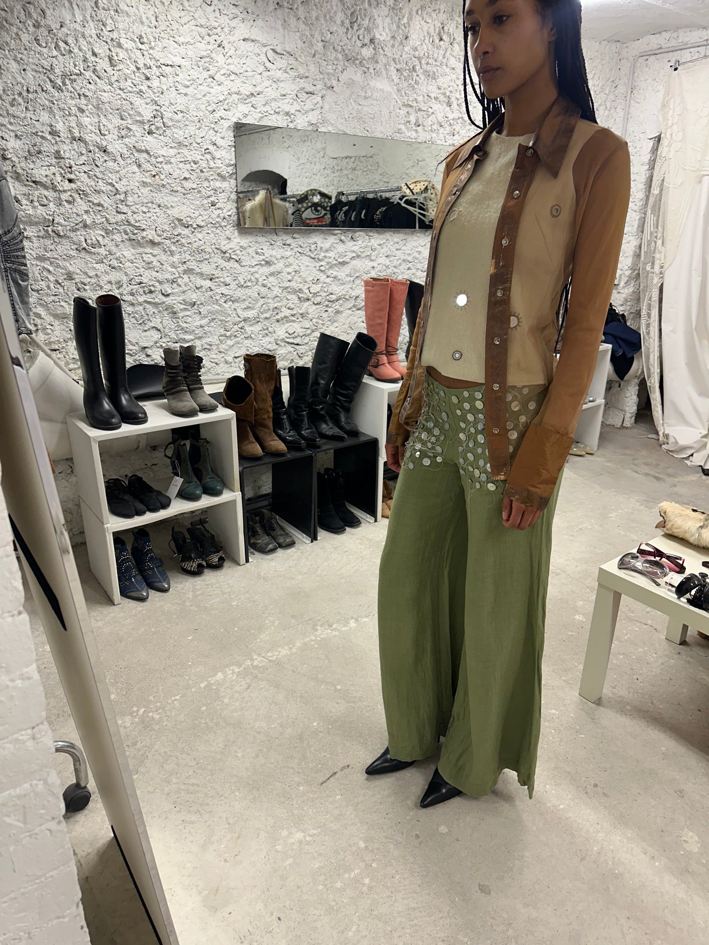 Khaki linen pants