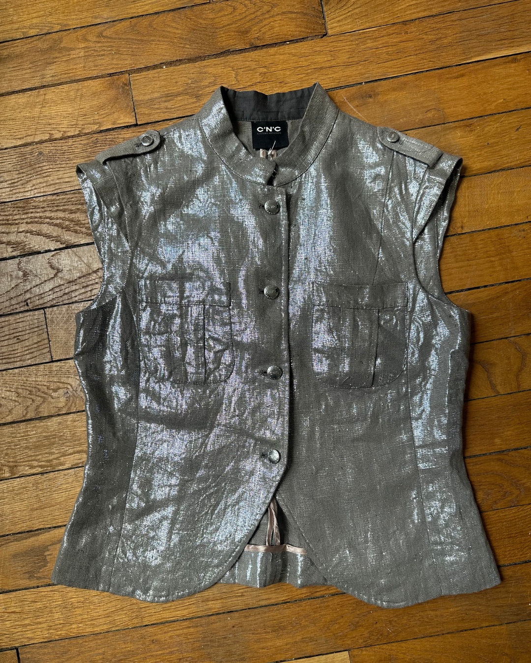 Iridescent military-style shirt
