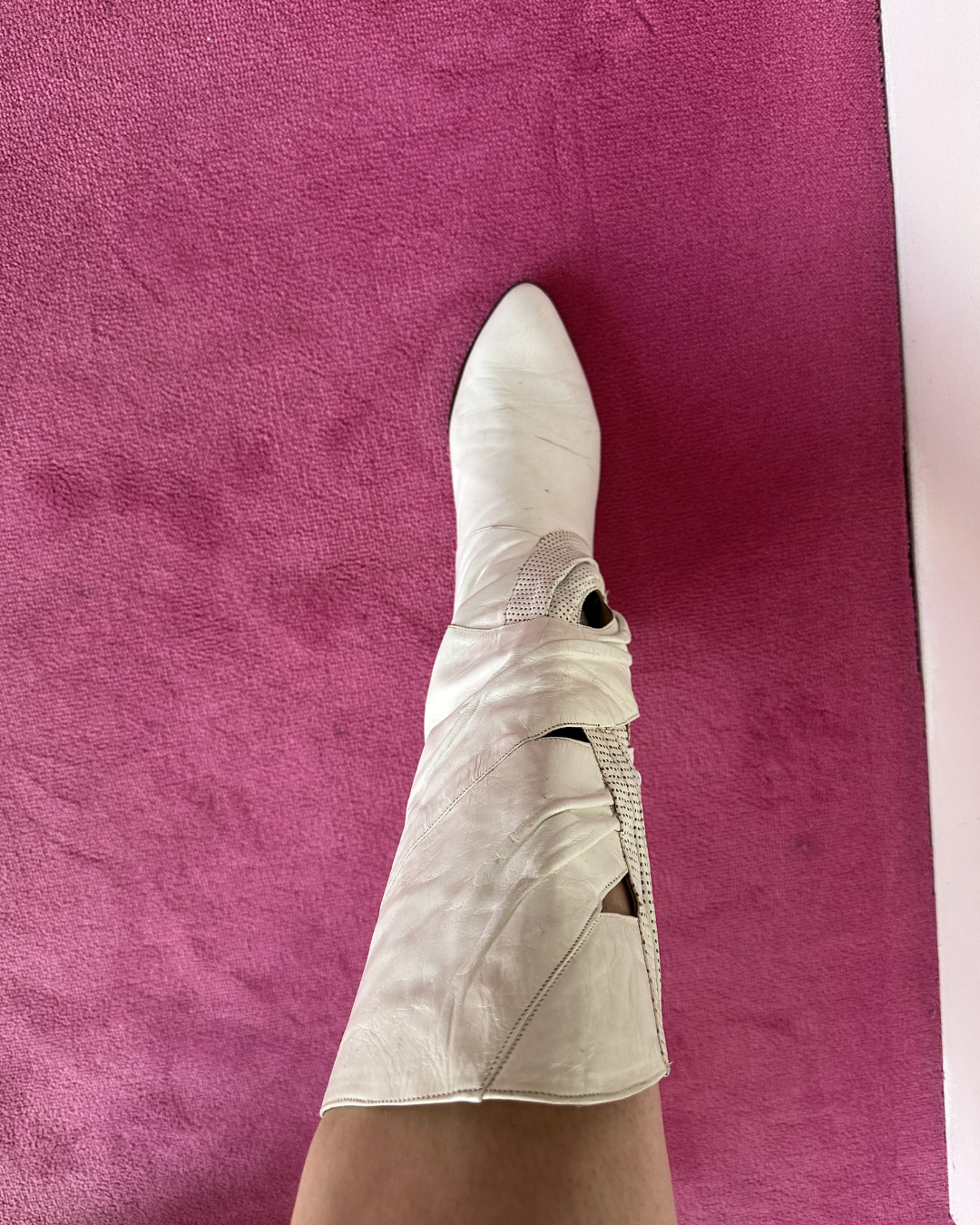 White openwork boots