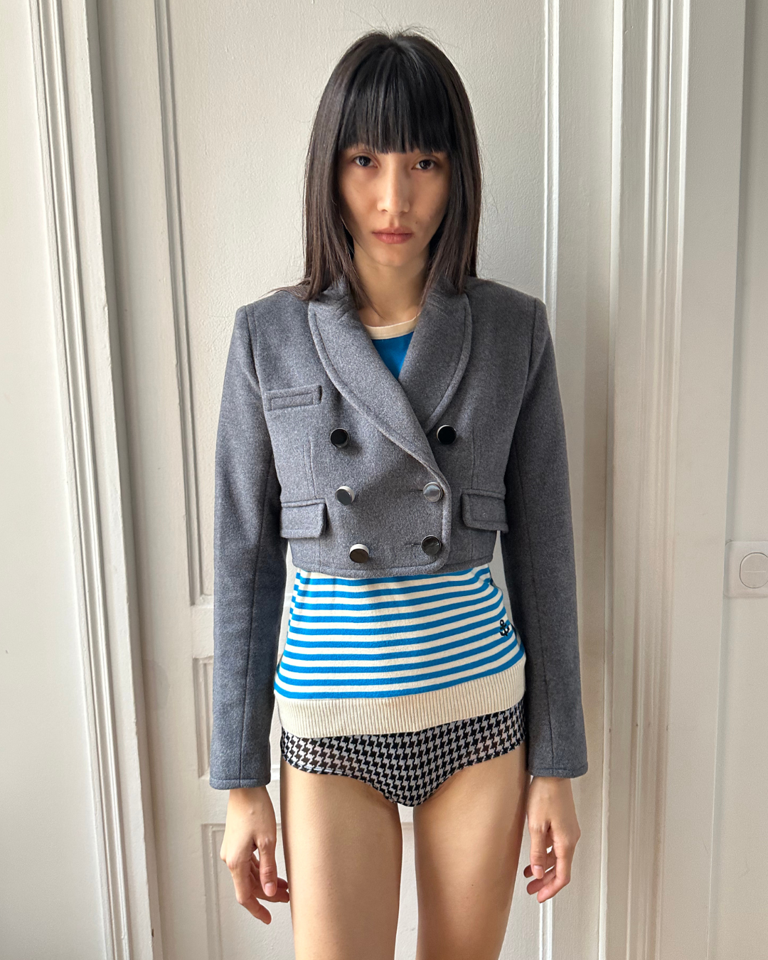 Gray short blazer