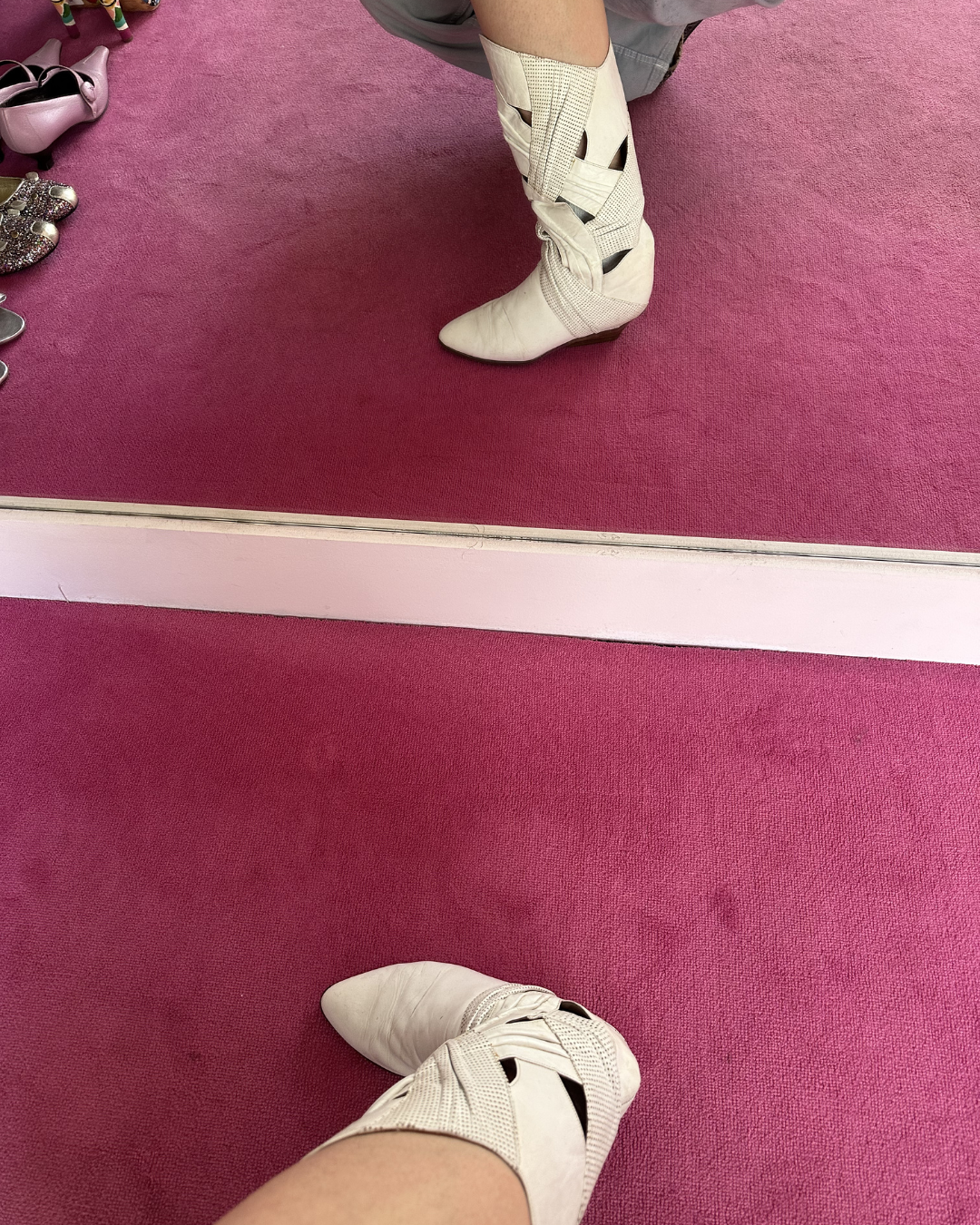 White openwork boots