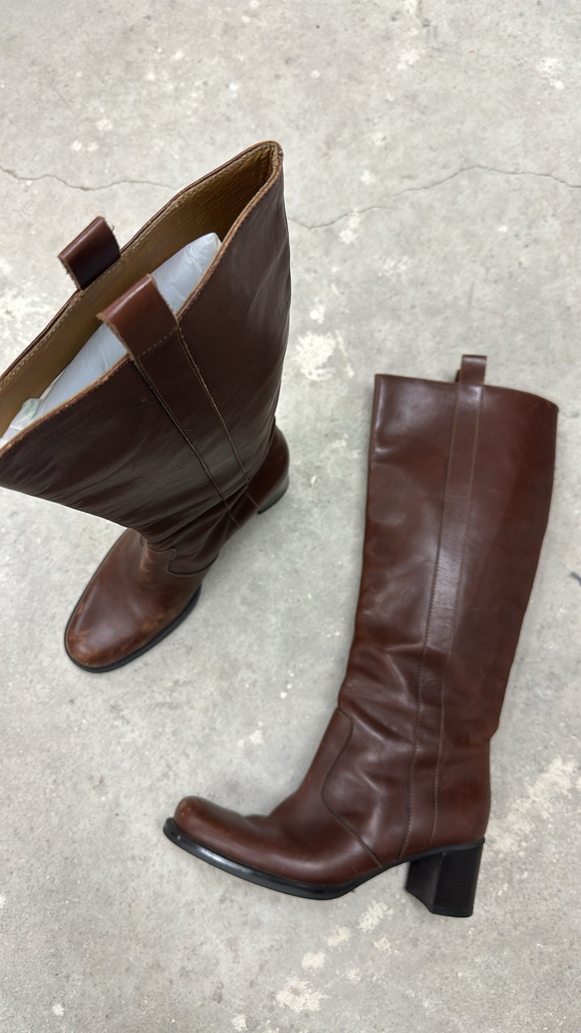 Brown high boots