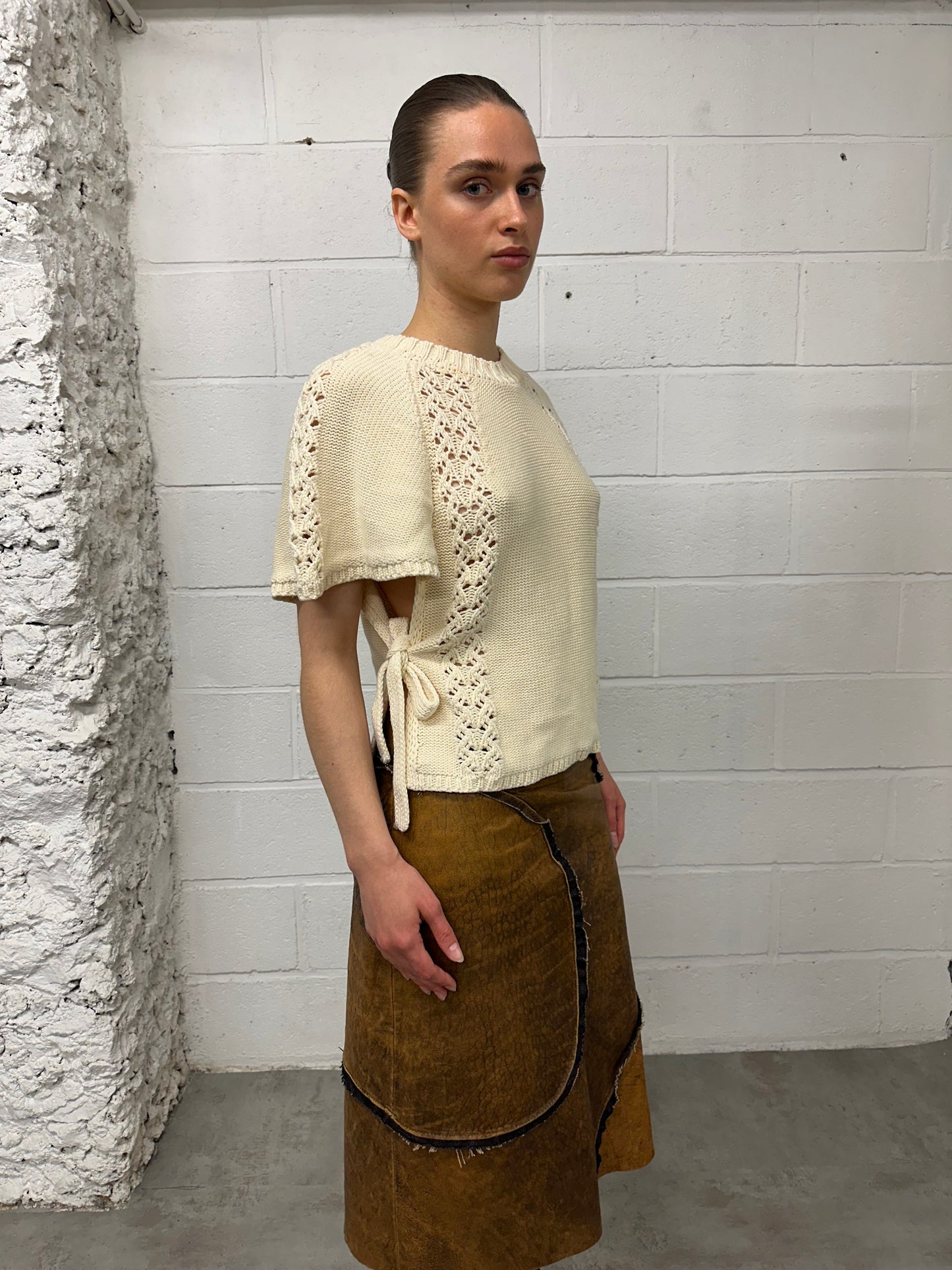 Beige top with side ties
