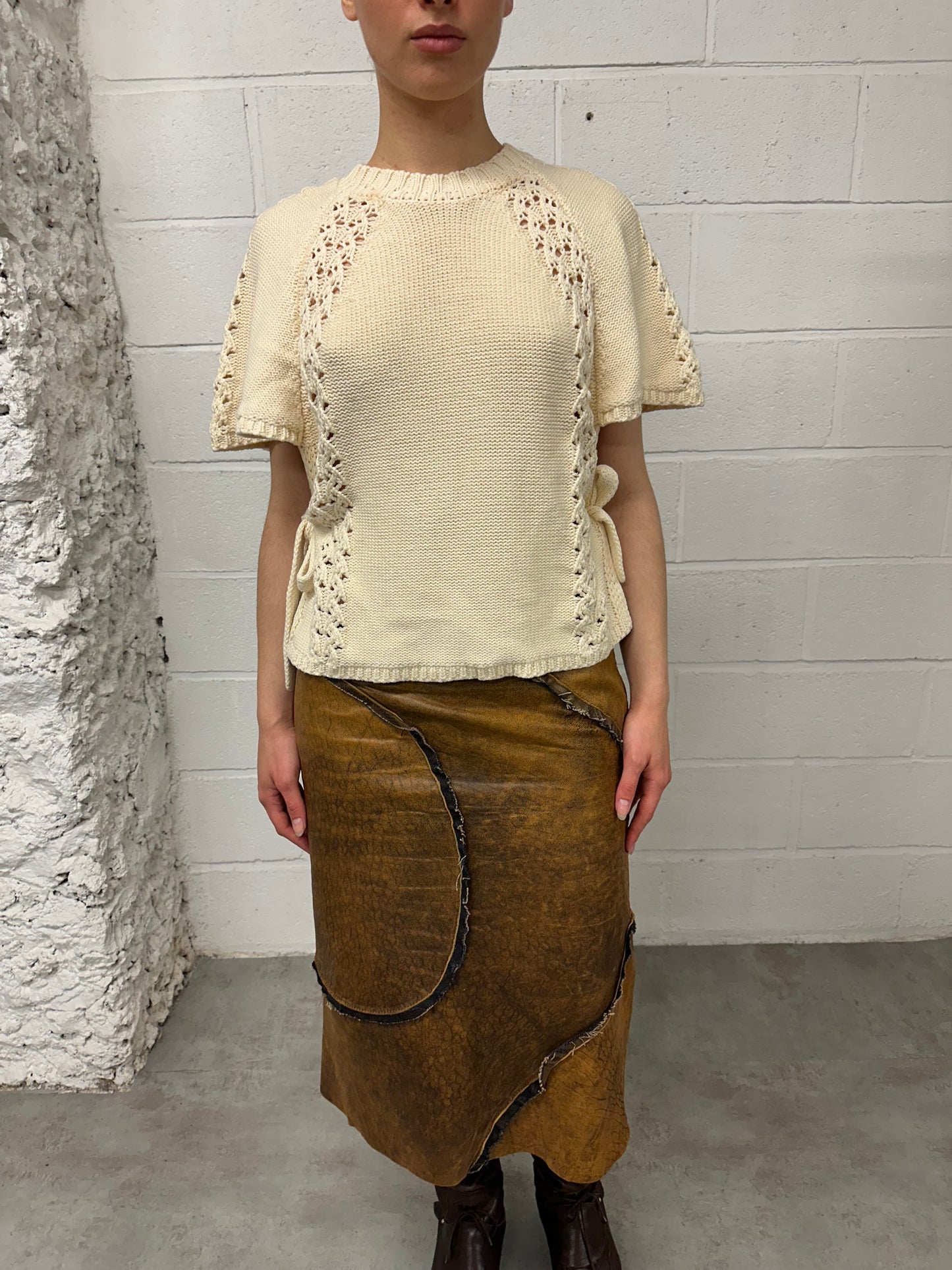 Beige top with side ties