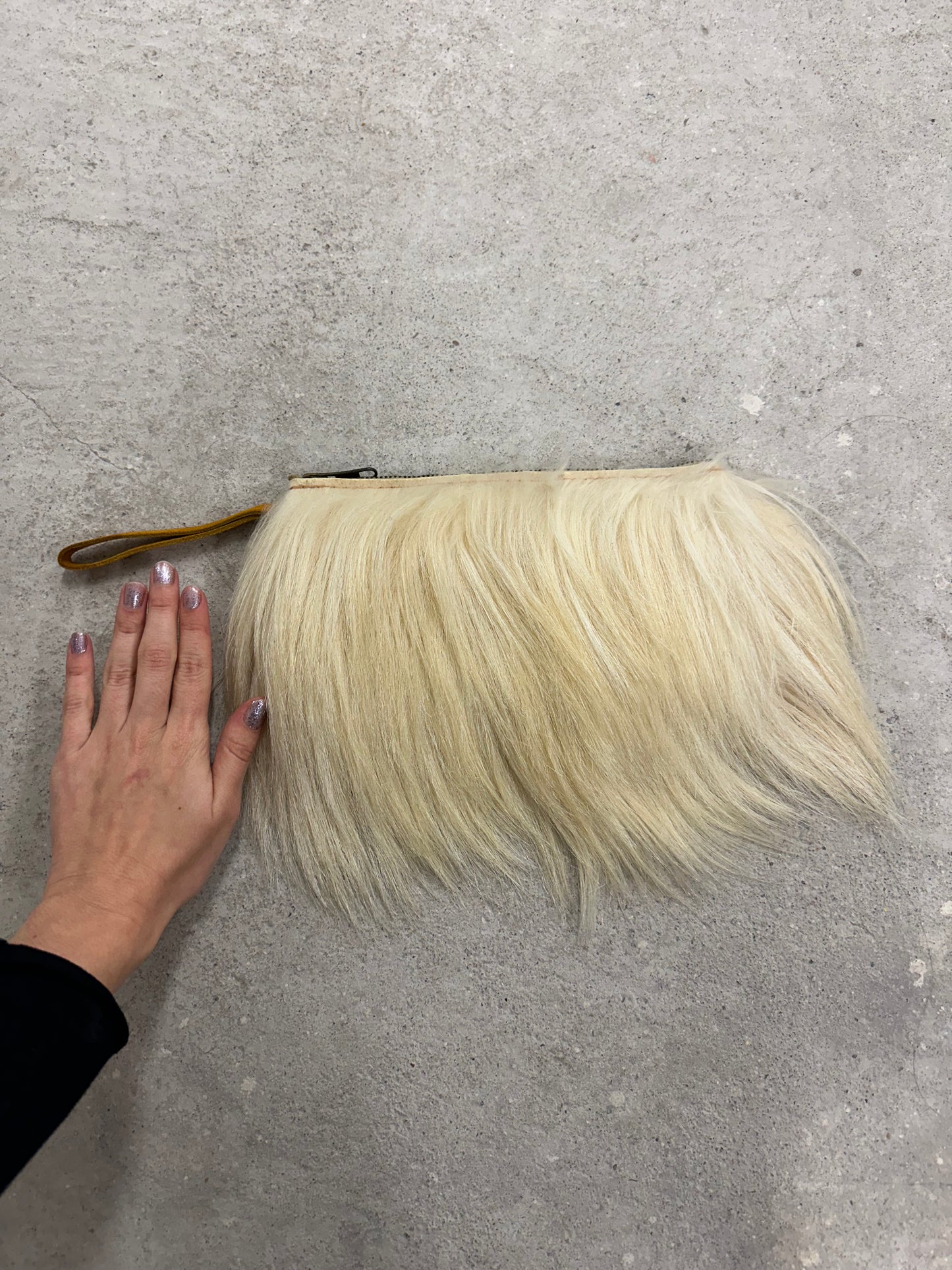 Beige fur clutch