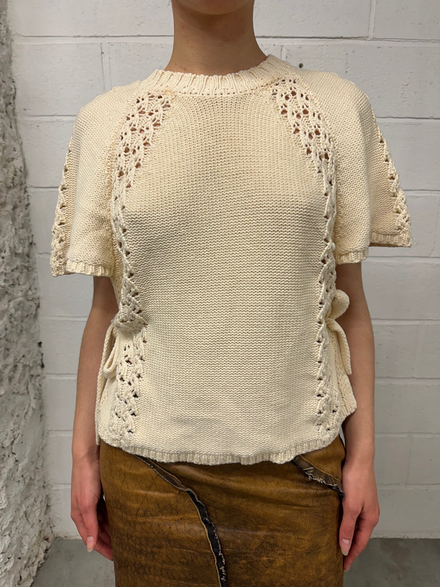 Beige top with side ties