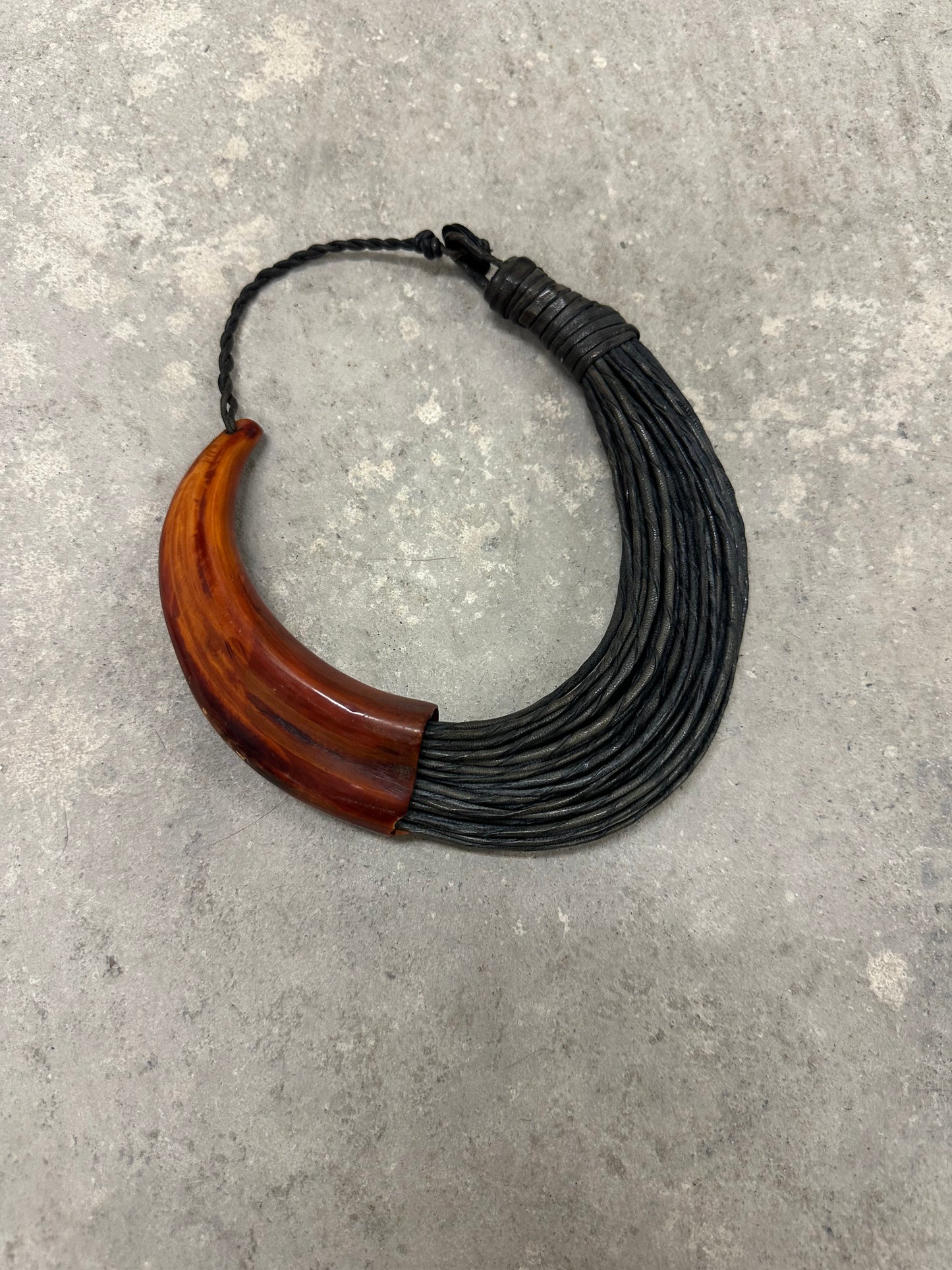 Horn and leather necklace