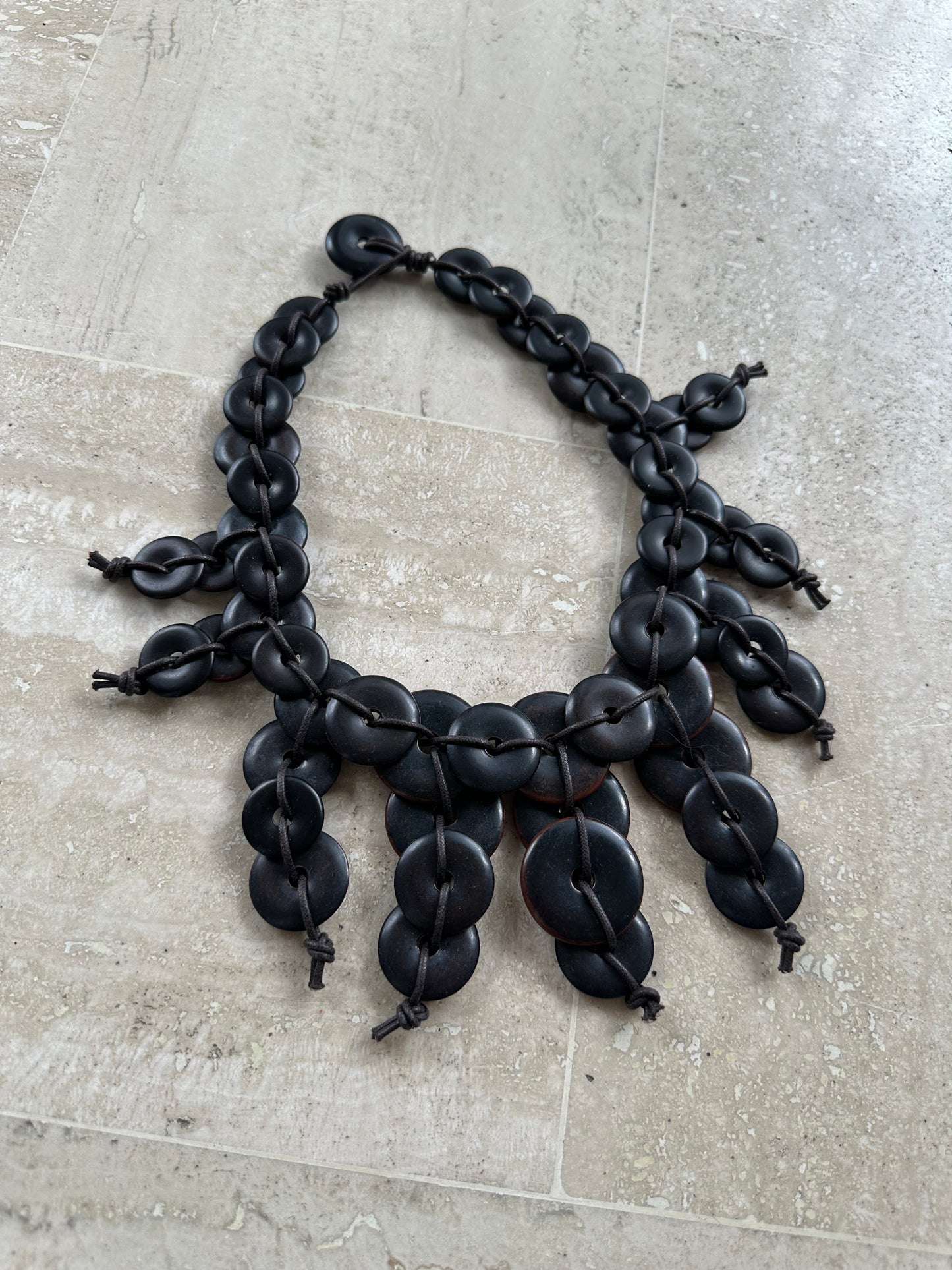 Brown button necklace