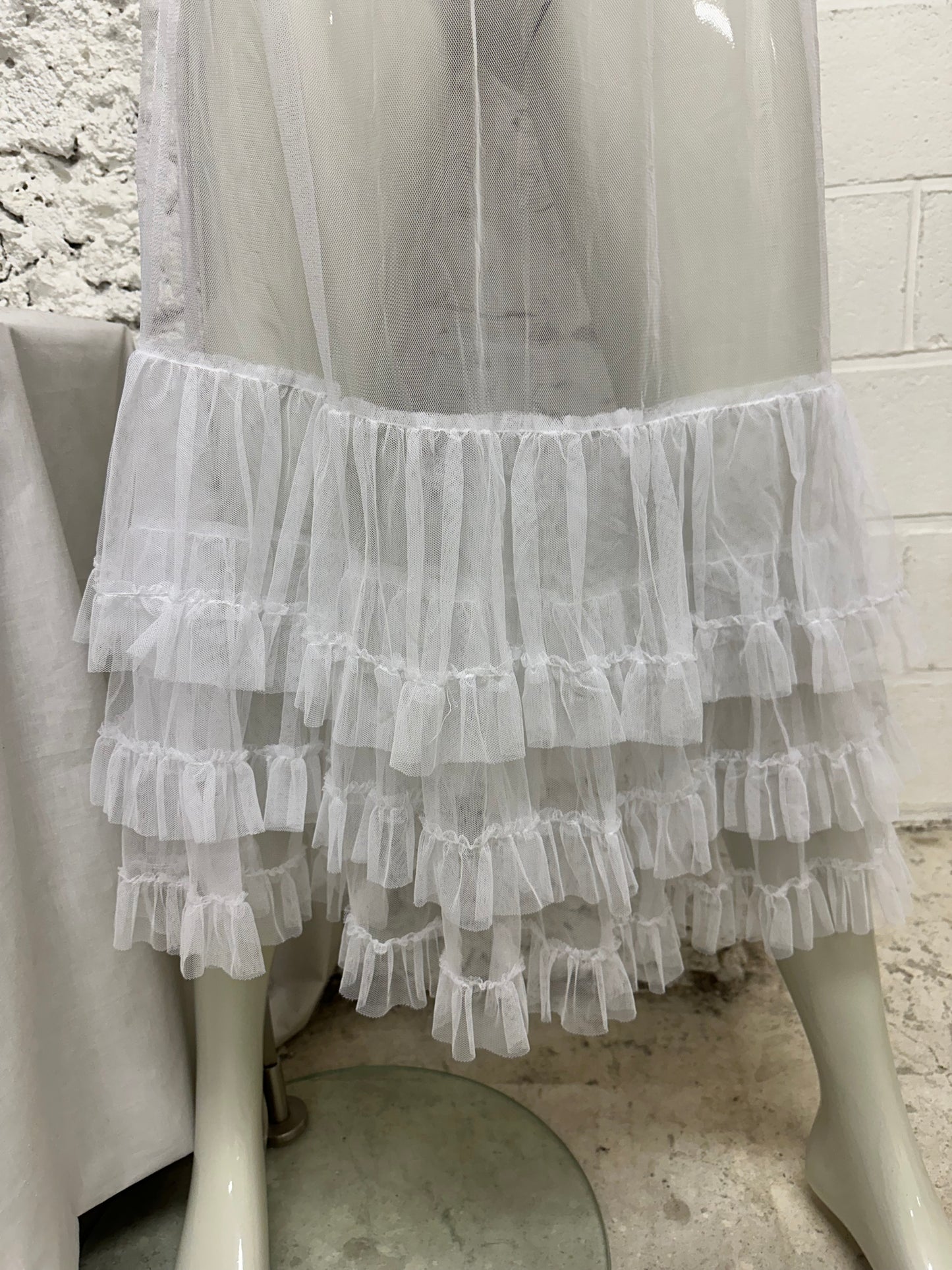 Long transparent white petticoat