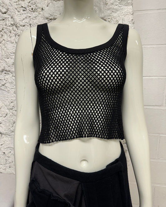 Black fishnet tank top