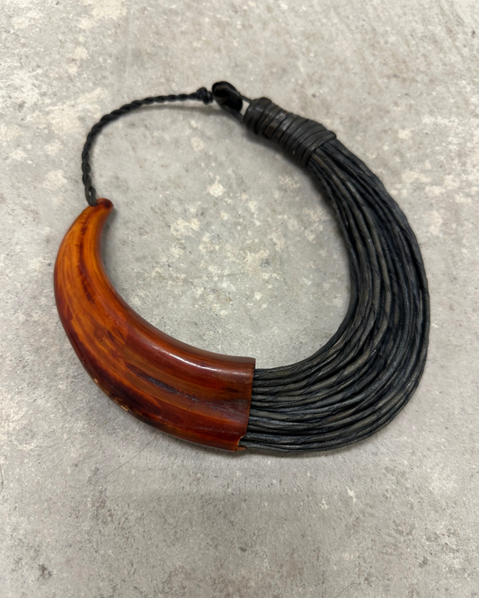 Horn and leather necklace