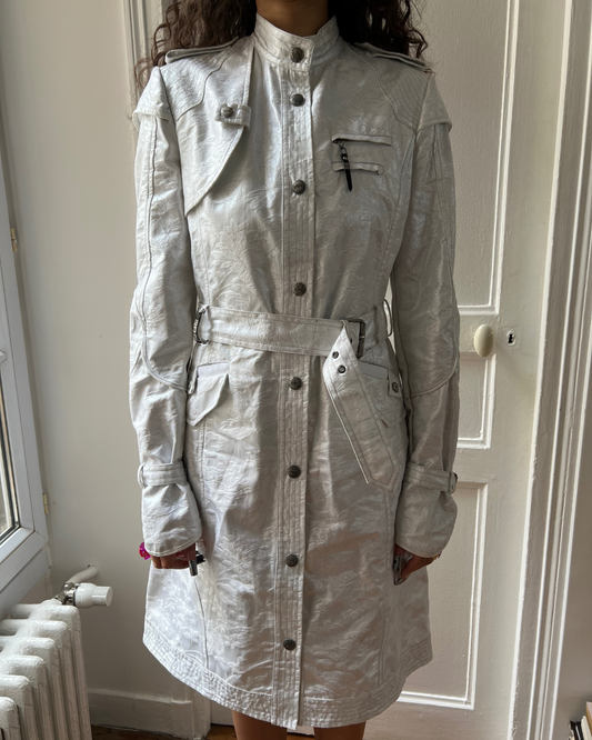 Silver trench coat