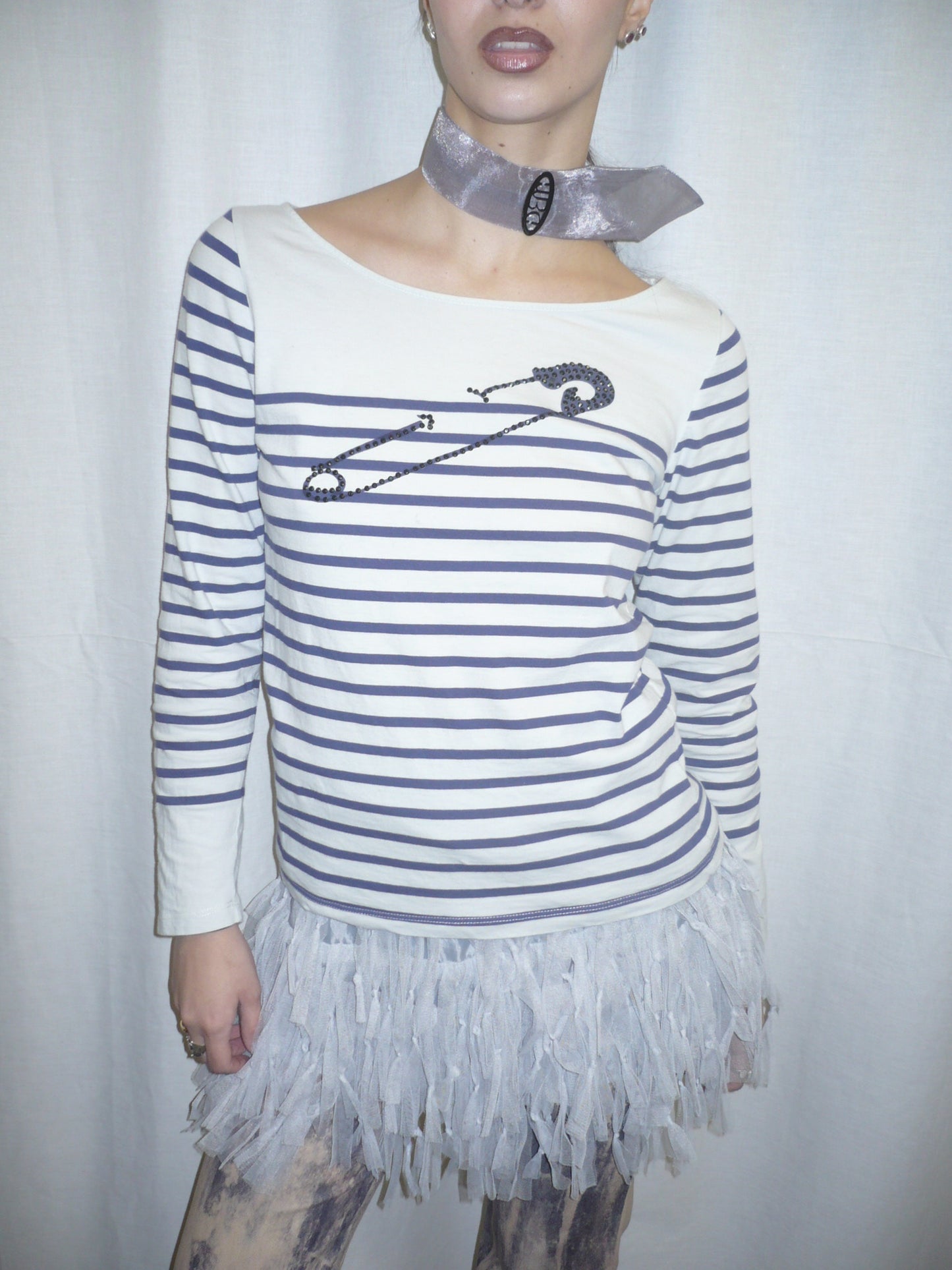 Sailor shirt with safety pin